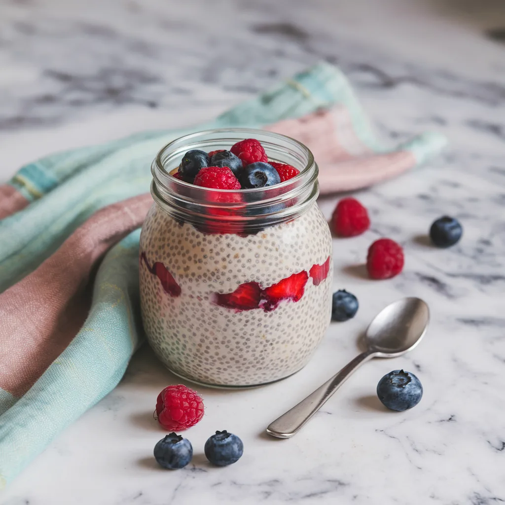 a-photo-of-a-jar-of-chia-pudding-with-di_kw31LWCGQnuaNzdSDWZHow_C2O228ImQ7We9Jydw2YpNA Berry Chia Seed Pudding