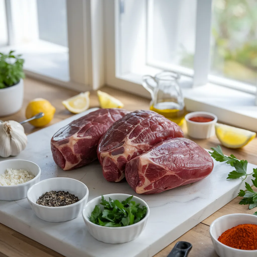 a-photorealistic-close-up-shot-of-fresh-_Gnu1cpg9TZSrZQwdcfek8w_6JwNatH4QAqGK5jLqfa6Ng beef heart ingredients