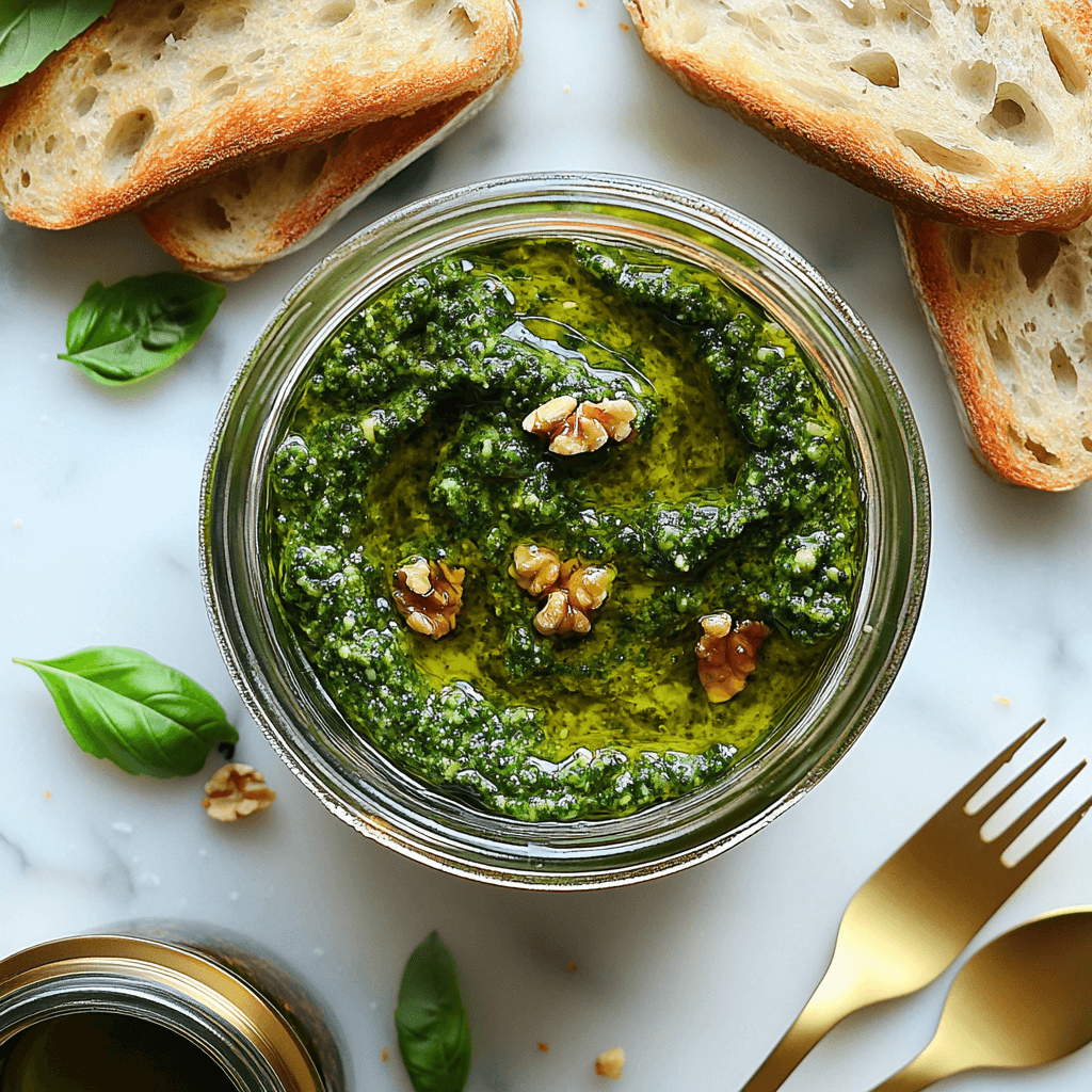 u8779999521_Overhead_view_of_a_glass_jar_filled_with_creamy_g_544e8b1b-ec5c-4e0c-86c4-963c856b2d1f_3 Pesto Recipe Without Pine Nuts
